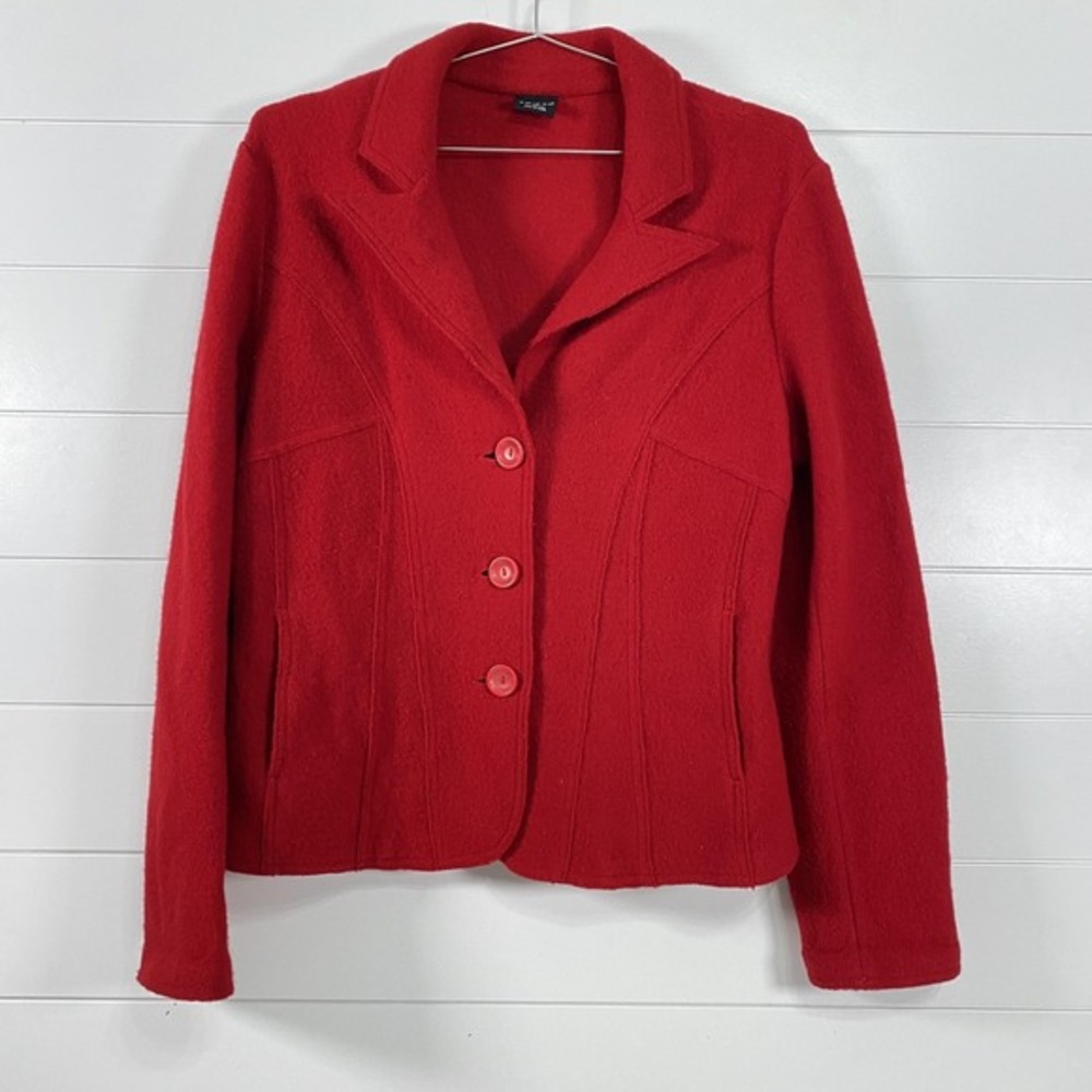 Tribal Jacket‎ Womens 10 Red Wool Blazer Notched Lapel 4 Button Lined Pockets